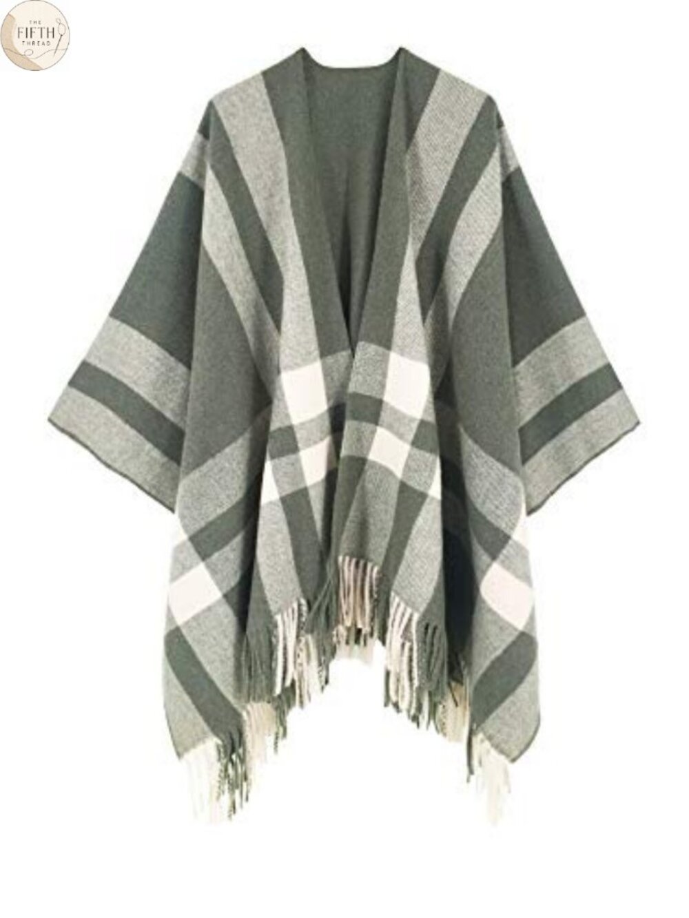 SuperSoft Buffalo Plaid Poncho Shawl Wrap Fringed Cape Cardigan